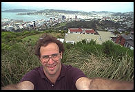 Me with Wellington, New Zealand as a background