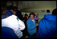 The interior of one of the National Park Service's schoolbuses, the only way for most people to get into Denali National Park (Alaska)