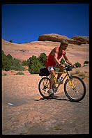A Dutch mountain biker on the Slickrock Trail.  Moab, Utah.