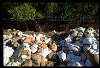 Sandbags holding back the Great Flood of 1993, near St. Louis, Missouri