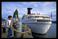 A cruise ship docked in Ketchikan, Alaska.