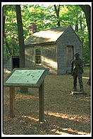 A replica of Thoreau's Walden Pond cabin, just across the road from the pond