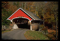 A postcard-quality covered bridge inside the Flume State Park, New Hampshire
