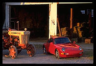 Porsche and tractor.  Amish country, Pennsylvania.