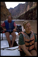 Eve and Bruce on an OARS raft in Grand Canyon