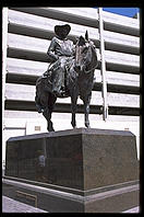 Statue of Benny Binion, founder of the Horseshoe Club casino. Downtown Las Vegas. His son Ted Binion, was murdered on September 17, 1998 by Sandy Murphy, Binion's 27-year-old girlfriend and former topless dancer, and her lover, Rick Tabish