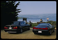 Yuppie cars; yuppie love. California Coast, south of Hearst Castle.
