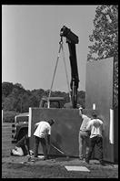 Installation of an Escaping Flatland sculpture by Edward Tufte.  Cheshire, Connecticut